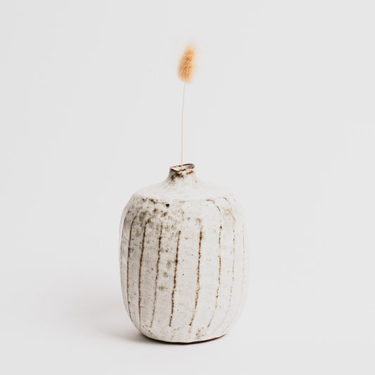 Small bud vase balck volcanic glazing